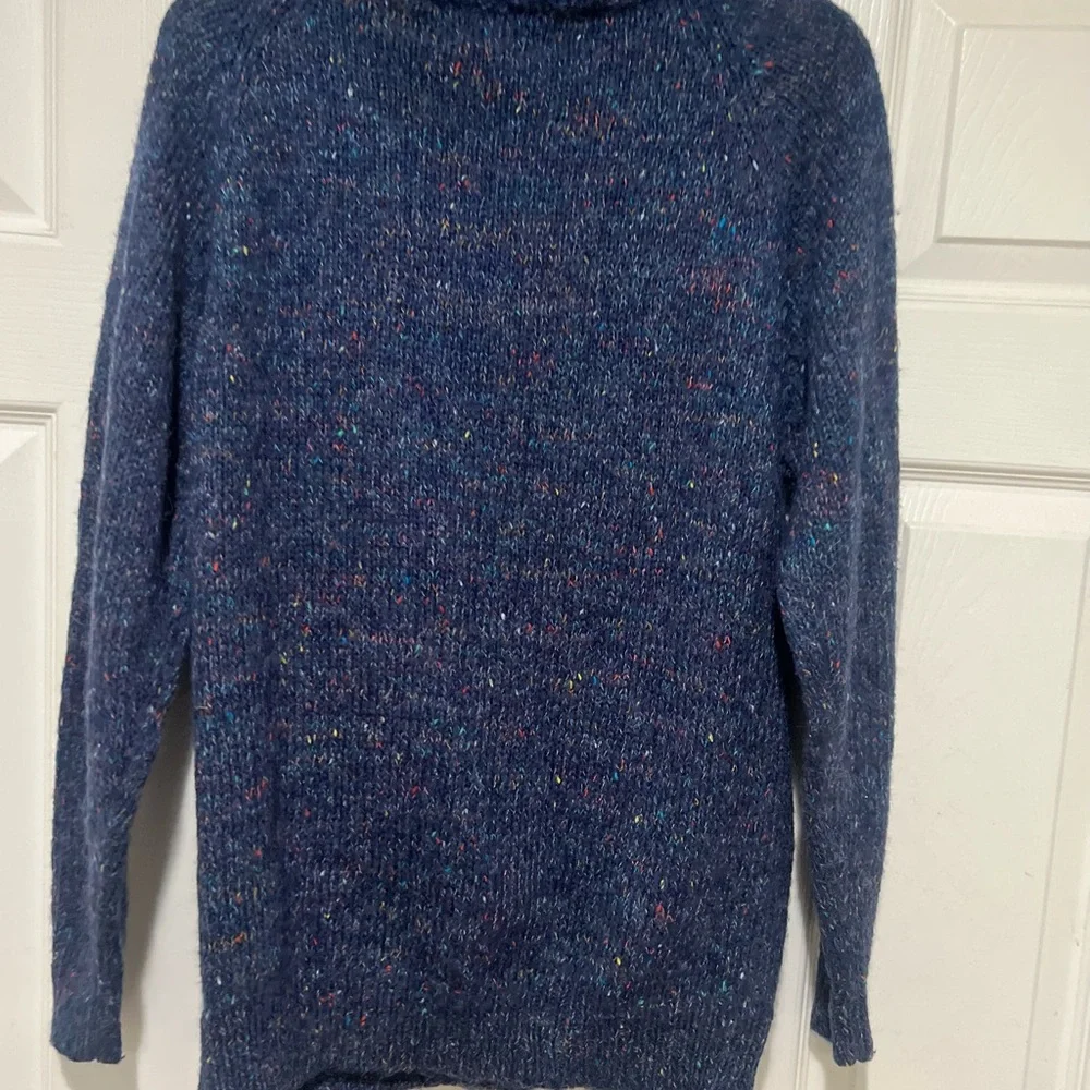 VNTG  Women's Small Blue Multi Color Knit Cardigan Sweater Scandi Grama‎ Preppy